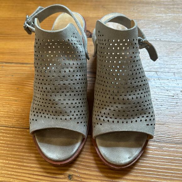 rag & bone Gray Perforated Suede Open-Toe Block Heel Sandals - Picture 5 of 6